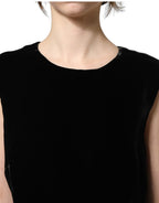 Black Viscose Velvet Floor Length Gown Dress