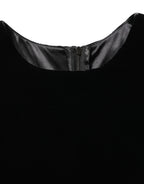 Black Viscose Velvet Floor Length Gown Dress