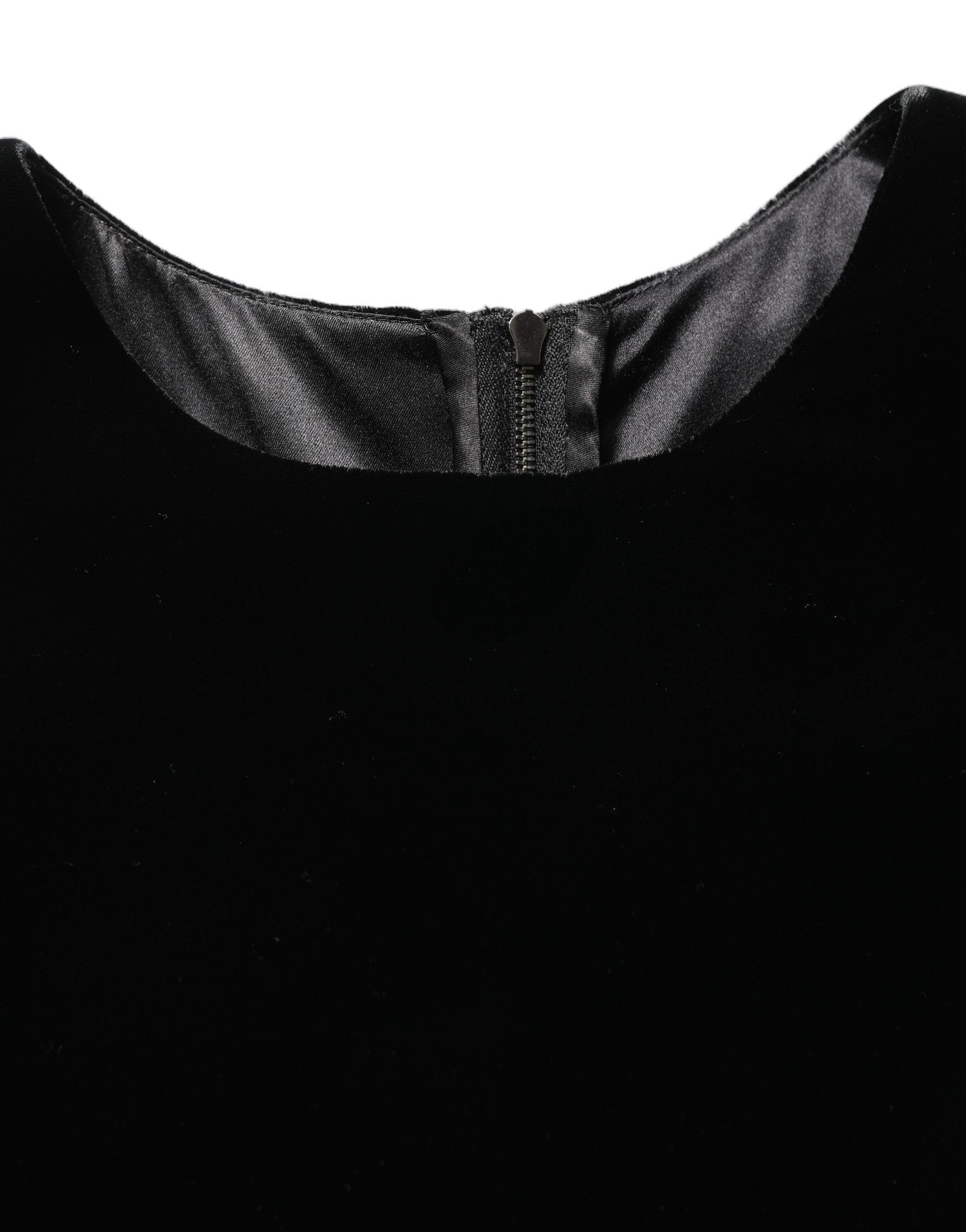 Black Viscose Velvet Floor Length Gown Dress