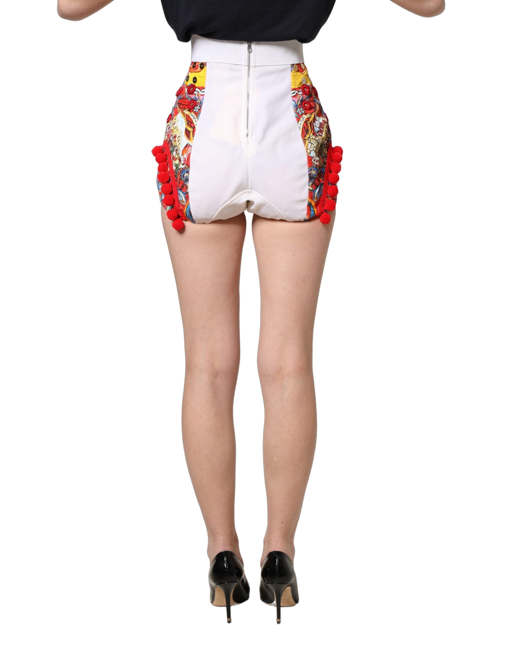 Multicolor Brocade Jewelled High Waist Hotpants Skirt