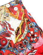 Multicolor Brocade Jewelled High Waist Hotpants Skirt