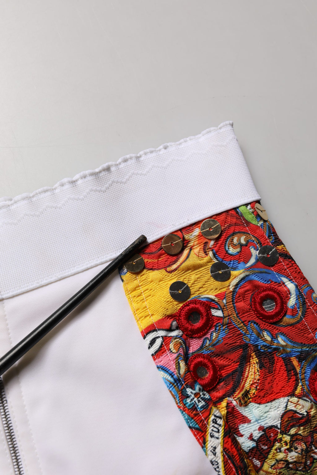 Multicolor Brocade Jewelled High Waist Hotpants Skirt