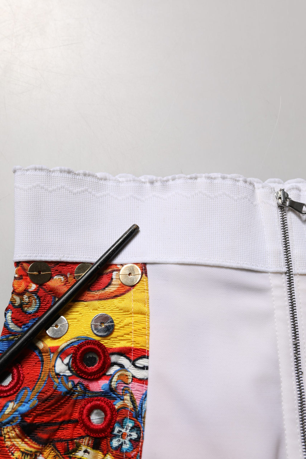 Multicolor Brocade Jewelled High Waist Hotpants Skirt