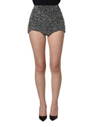 Black Rhinestone High Waist Hotpants Shorts