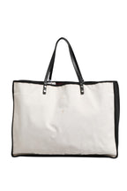 Ladies First White and Black Canvas Shopper Tote Bag