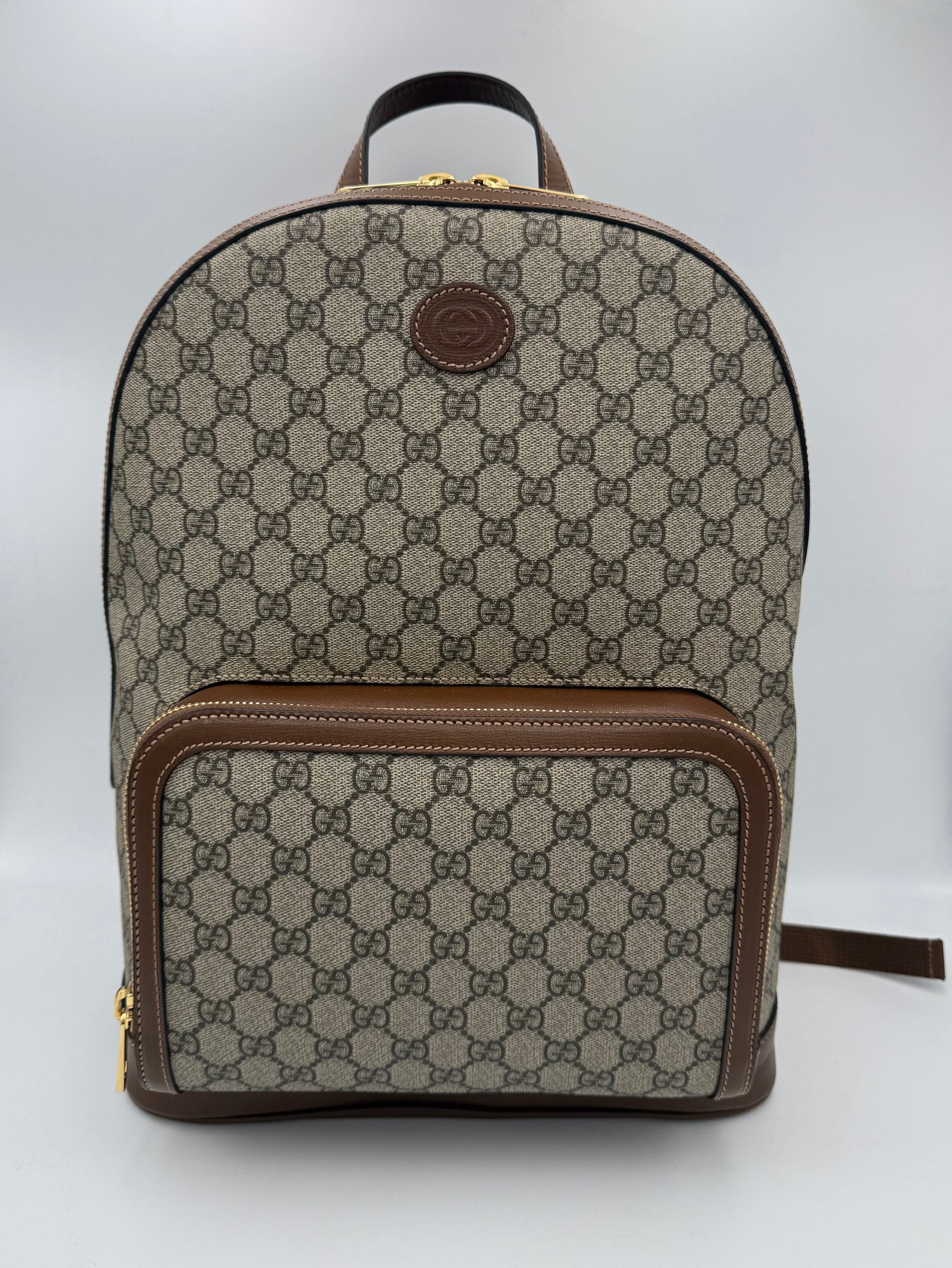 GUCCI GG Supreme and Leather Backpack