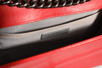 Red Diamond Stitch Calfskin Leather New Medium Boy Bag