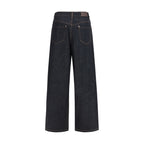 Blue Cotton Straight-Leg Jeans