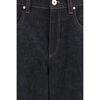 Blue Cotton Straight-Leg Jeans
