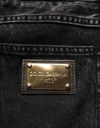Black Distressed Cotton Straight Denim Jeans