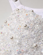 White Pearls Beaded Corset Bustier Crop Top