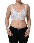 White Pearls Beaded Corset Bustier Crop Top