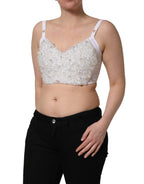 White Pearls Beaded Corset Bustier Crop Top