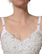 White Pearls Beaded Corset Bustier Crop Top