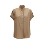 Beige Silk Shortsleeve Shirt