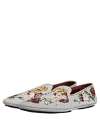 Gray Crown Rose Angel Embroidery Loafer Shoes