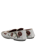Gray Crown Rose Angel Embroidery Loafer Shoes