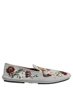 Gray Crown Rose Angel Embroidery Loafer Shoes