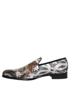 Multicolor Floral Tapestry Embroidery Loafer Shoes