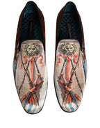 Multicolor Lion Print Slip On Loafers Shoes