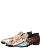 Multicolor Lion Print Slip On Loafers Shoes