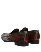 Multicolor Lion Print Slip On Loafers Shoes