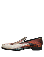 Multicolor Lion Print Slip On Loafers Shoes
