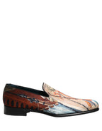 Multicolor Lion Print Slip On Loafers Shoes