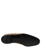Beige Brocade Men Slip On Dress Loafers Shoes