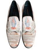 White Floral Vase Slip On Dress Loafers Shoes