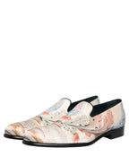 White Floral Vase Slip On Dress Loafers Shoes