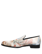 White Floral Vase Slip On Dress Loafers Shoes