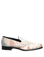White Floral Vase Slip On Dress Loafers Shoes