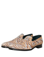 Gold Brocade Baroque Men Loafers Shoes