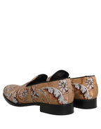 Gold Brocade Baroque Men Loafers Shoes