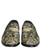 Brown Baroque Print Slip On Loafers Shoes
