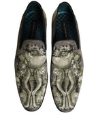 Brown Baroque Print Slip On Loafers Shoes