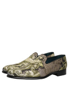Brown Baroque Print Slip On Loafers Shoes