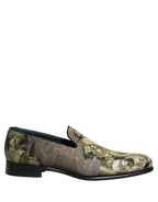Brown Baroque Print Slip On Loafers Shoes