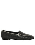 Black Crystal Embellished Men Loafers Shoes