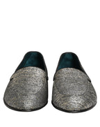 Gray Lurex Glitter Men Dress Loafers Shoes