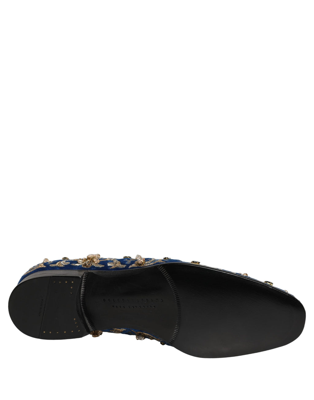 Blue Velvet Embellished Dress Loafers Shoes