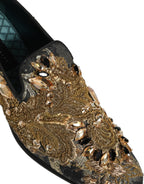 Black Velvet Embellished Dress Loafers Shoes
