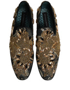 Black Velvet Embellished Dress Loafers Shoes