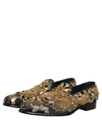 Black Velvet Embellished Dress Loafers Shoes