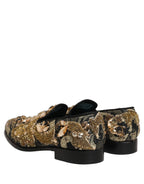 Black Velvet Embellished Dress Loafers Shoes