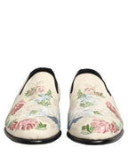 White Floral Embroidery Dress Loafers Shoes