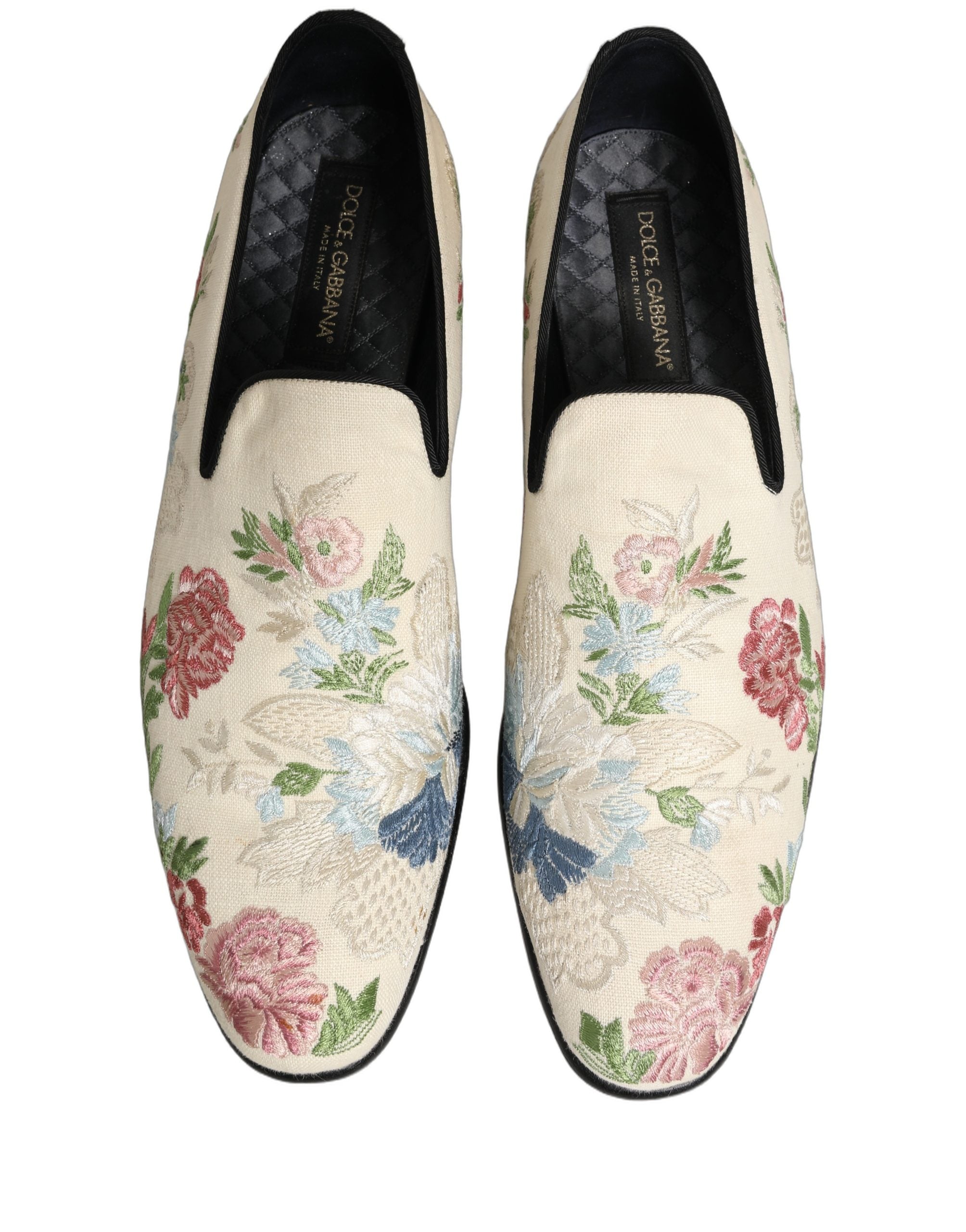 White Floral Embroidery Dress Loafers Shoes