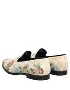White Floral Embroidery Dress Loafers Shoes