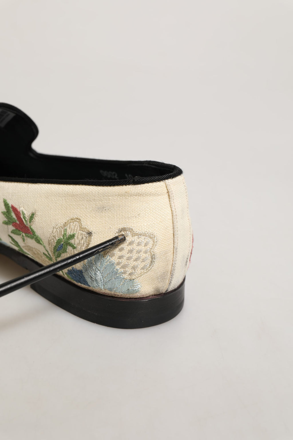 White Floral Embroidery Dress Loafers Shoes
